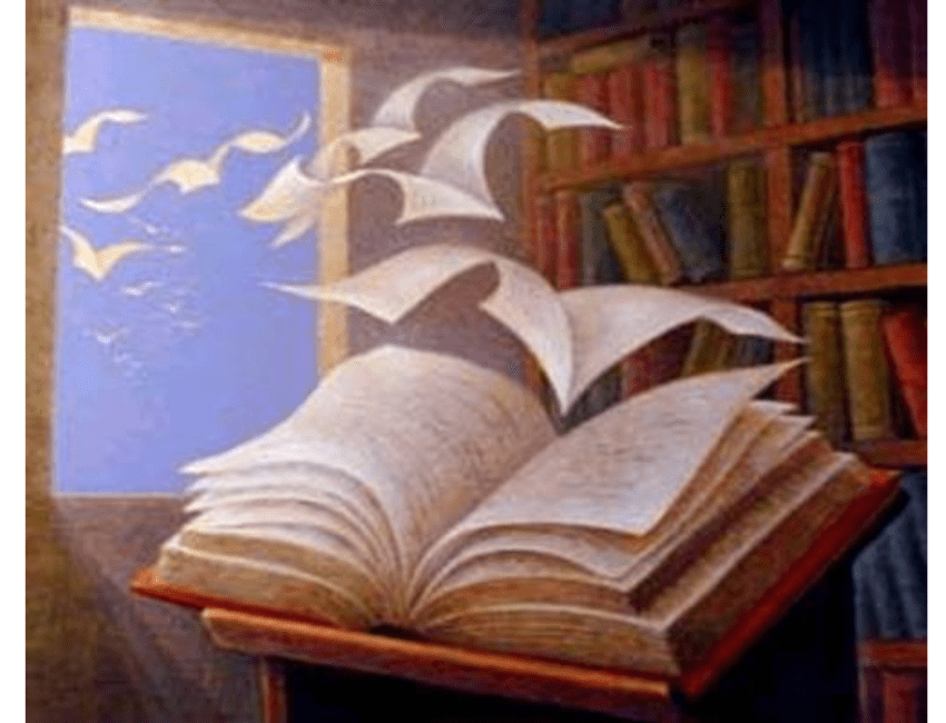 da un libro aperto volano fogli come gabbiani verso il cielo